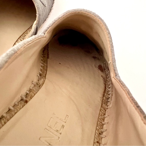 CHANEL | CC Logo Cap Toe Gray Denim Espadrille Loafer Slip On EU 35 - Picture 6 of 12